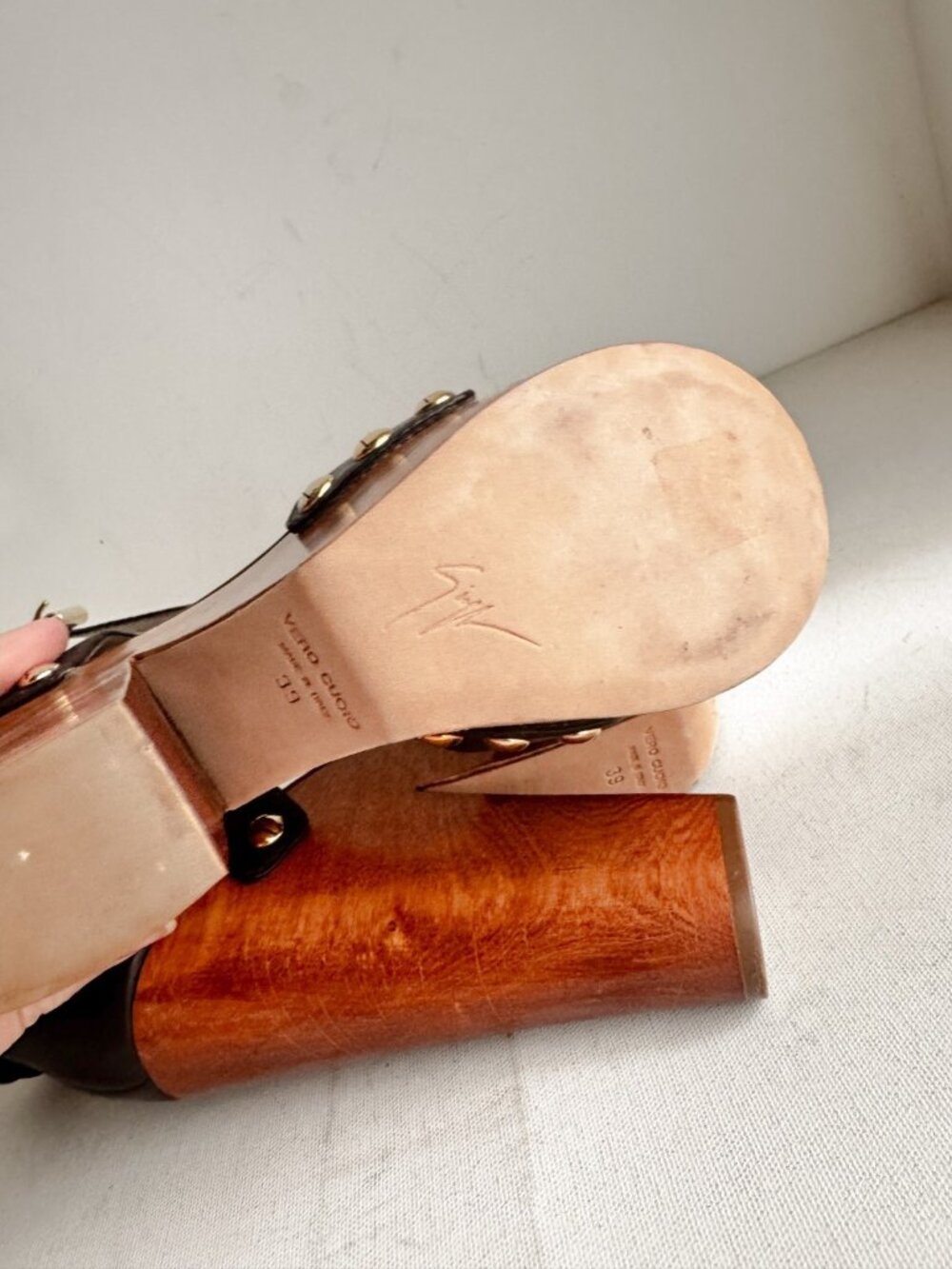 Giuseppe Zanotti High Platform Clog Heels Chocolate Brown Leather 39 - Picture 8 of 13